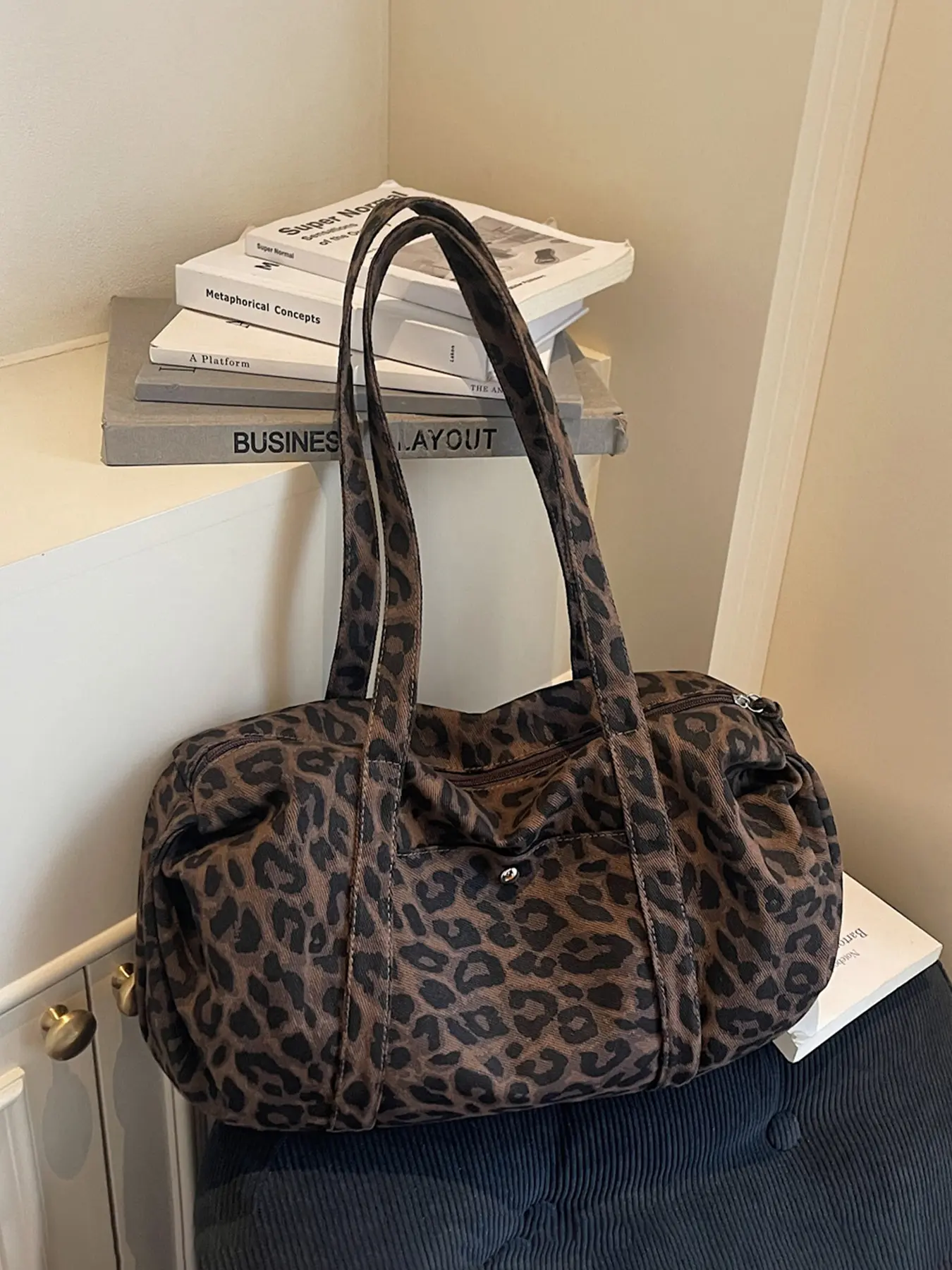 1pc Women's Minimalist Casual Retro Leopard Print Design Commuter Bag, Stylish Versatile Bag, Versatile for Daily Commuting, Shopping, Work Durable Essential Everyday Use Shoulder Crossbody Bag, Crossbody Fashion Bag