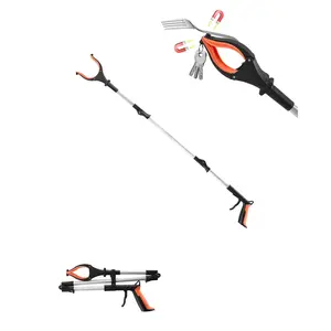 VEVOR Grabber Reacher Tool, 43" Foldable Reacher Grabber Pickup Tool with 360 °   Rotating Jaw, Magnet and LED Light, Lightweight Grabber Reacher Tool for Seniors, Extra Long Trash Picker Upper Grabber