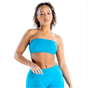 <WITH LOGO> DFYNE Backless Bandeau and Shorts/Leggings Set - Seamless shaping design, hip-lifting design, women's sportswear set, suitable for yoga, fitness, cycling, hiking, running, sports, outdoor leisure and other occasions.