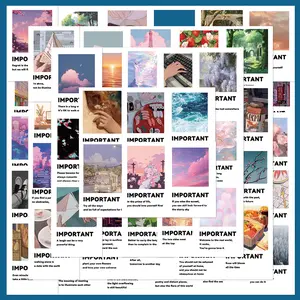 50pcs Healing English Graffiti Simple Landscape Stickers, Perfect for Scrapbooks, Journals, Laptops, Water Bottles, Cars, Positive Message Gifts, Stylish Car Merch