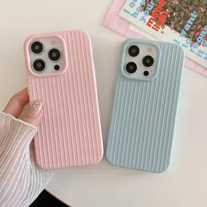 Candy Color Fashion Stripe Soft Silicone Case For iPhone 16 15 14 13 12 11 Pro Max 16 Plus Shockproof Back Cover Funda Smartphone Cellphone