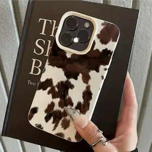 This leather-textured, cow-spot pattern phone case features a shock-proof and non-slip TPU textured surface and is compatible with iPhone 17, 16, 15, 14, 13, 12, 11, XS, X series, and other models. It makes a great gift for friends or family.