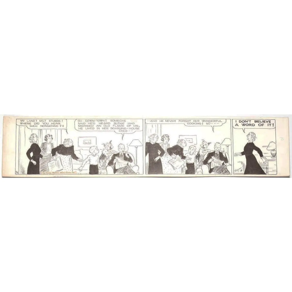 Cap Stubbs and Tippie Original Ink Daily Comic Strip Art Signed and Drawn by Edwina Dumm AM01