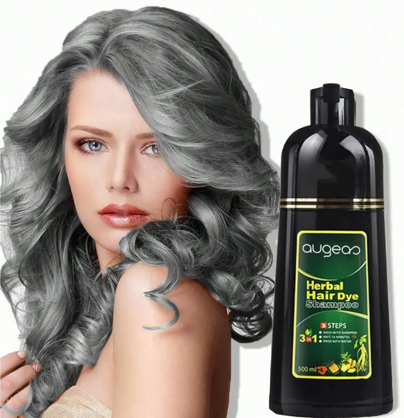 16.91oz Silver Quick-acting Hair Dye Shampoo, Hair Dye Shampoo That Covers Gray Hair, Long-lasting, Mild And Safe Ingredients, Does Not Damage Hair, Quickly Turns Hair To Dark Brown, Suitable For parents, Christmas, Parties