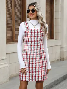 2026 Fall New Chanel-Style Plaid Wool Suspenders Mini Skirt Dress | Slimming & Youthful, Elegant & Chic, Perfect for Office & Dates, Versatile & Stylish