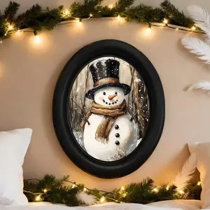 Vintage Christmas Snowman Wall Decor, Gothic Victorian Style 3D Painting, Handmade Photo Transfer Print, Perfect for Halloween & Holiday Decoration