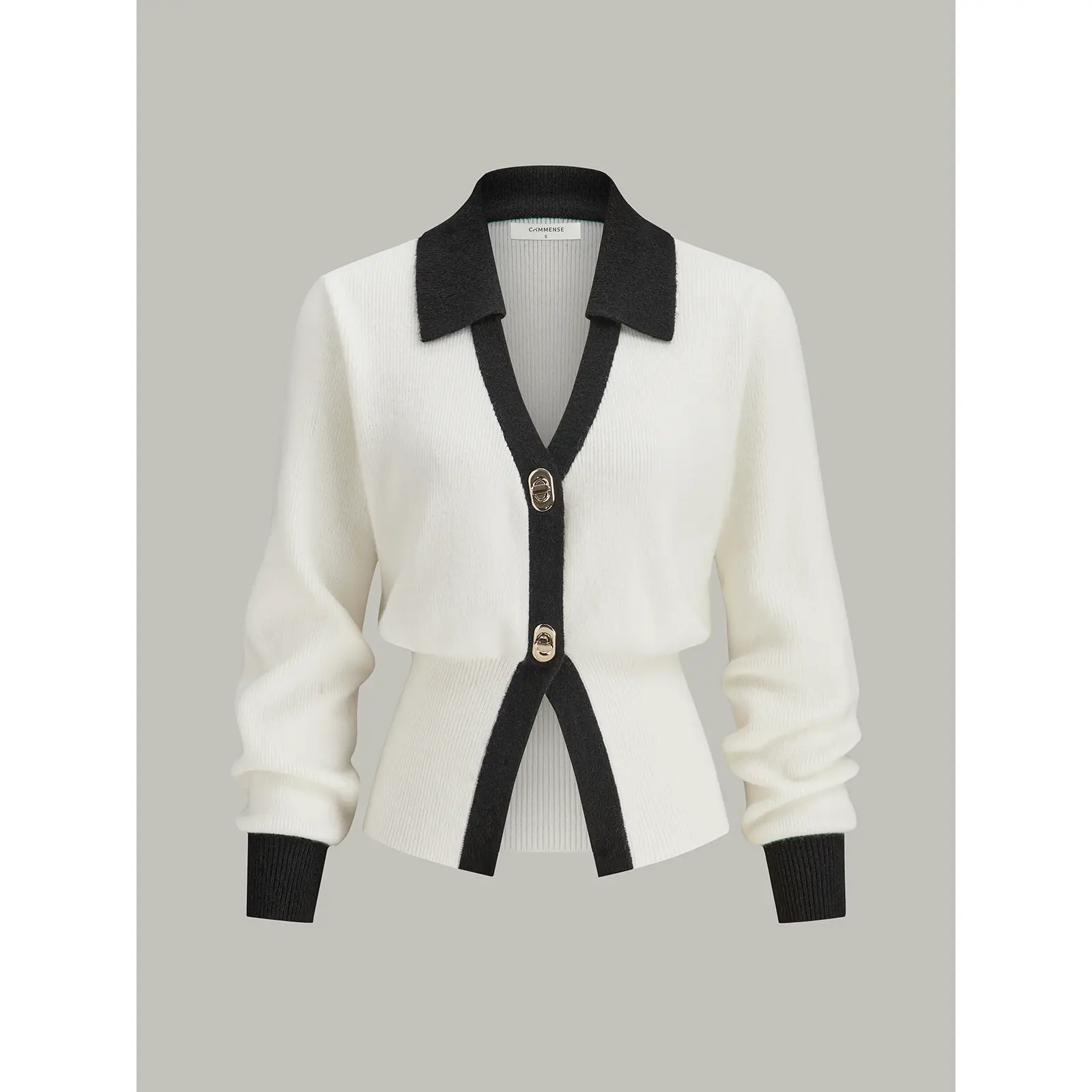 Women's Knitwear Tops - Contrast-Trim Button-Front Wool Blend Cardigan