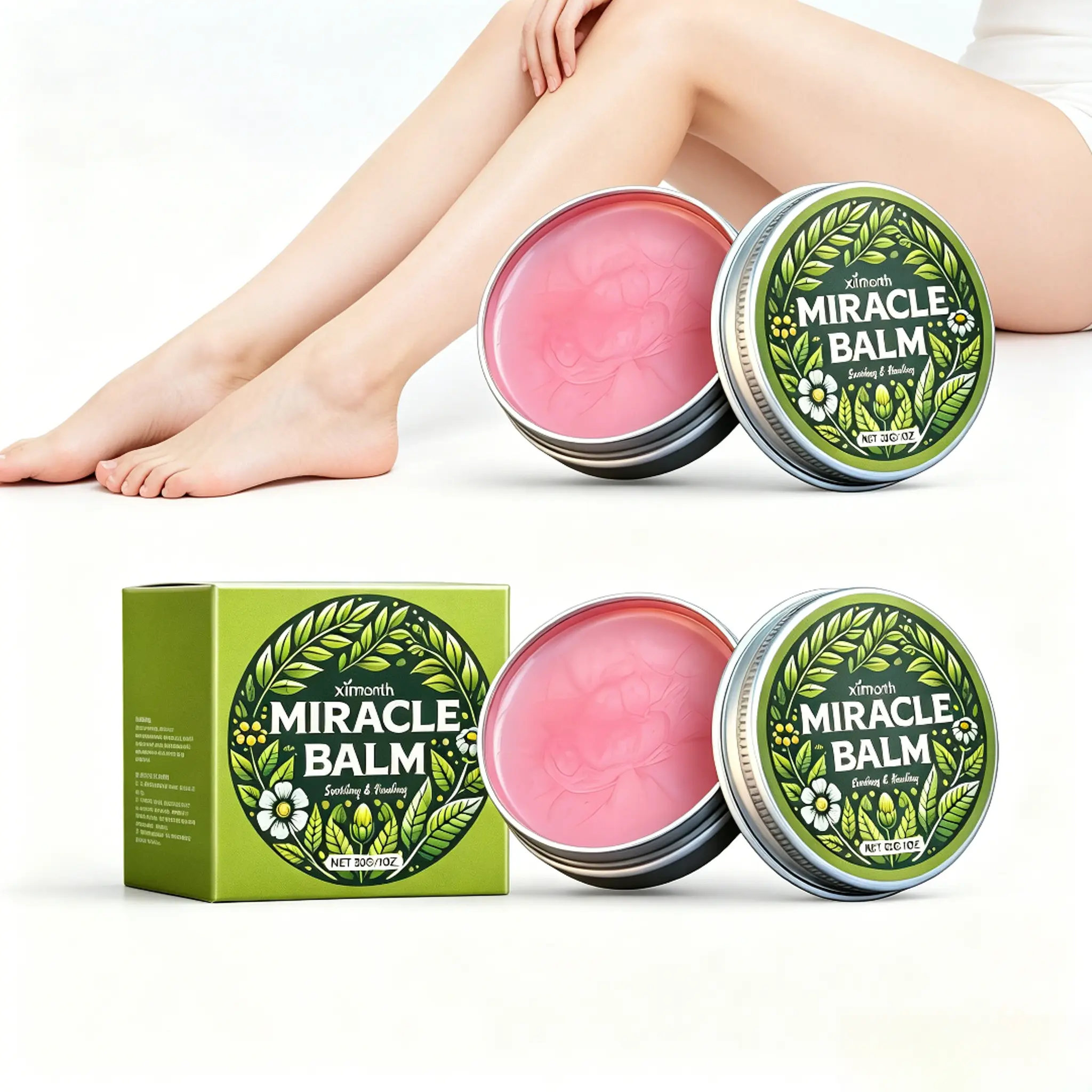 Natural Flower Plant Relief Balm - Prop 65 Safe, Gentle Healthcare Formula, 1oz, for Swollen Legs & Muscle Discomfort, Suitable for All Skin Types Treatment, Gentle Foot Creams