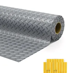 4 X 10Ft Premium Garage Floor Mat, 2.4mm Thick Black Commercial Grade Heavy Duty Parking Mat For Garage Floor, Golf Cart Parking, Water/Stain Resistant Floor Runner (Embossed Diamond Plate)