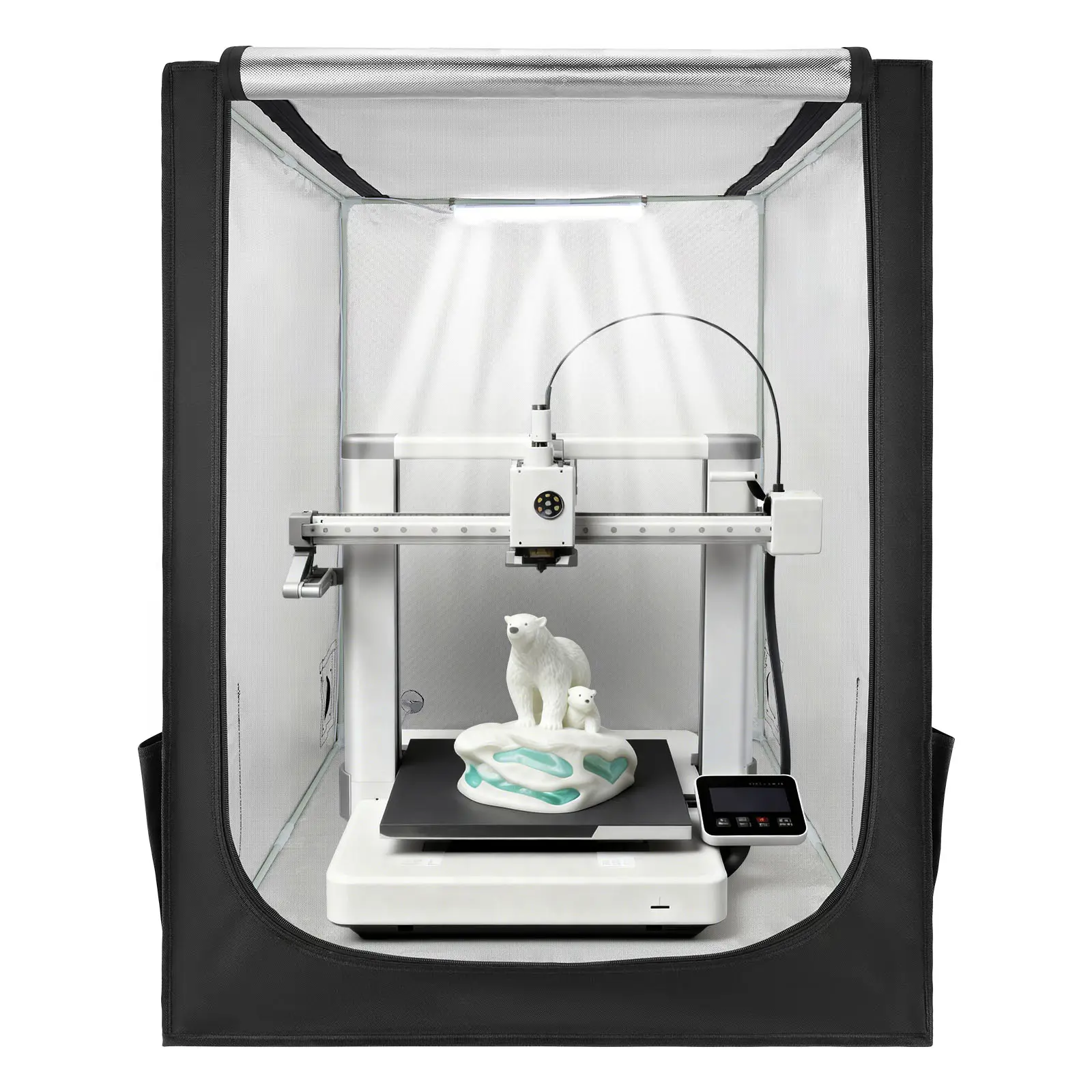 【summerfinds】VEVOR Large Size 3D Printer Enclosure, 27.5x29.5x35.4in Dustproof Waterproof Oxford Cloth Tent with Temperature Control, Built-in LED Lights, Fire Retardant, Transparent Window, Compatible with Creality/ELEGOO/Anycubic Models