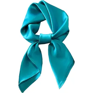 Women's Square Satin Scarf 27.5" Bandanas Solid 50s Retro Neck Scarves Emulation Silk Handbag Hair Ribbons Necktie
