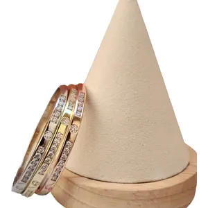 3-Piece Set of Women's Laminated Gold Bangles in 3 Colors