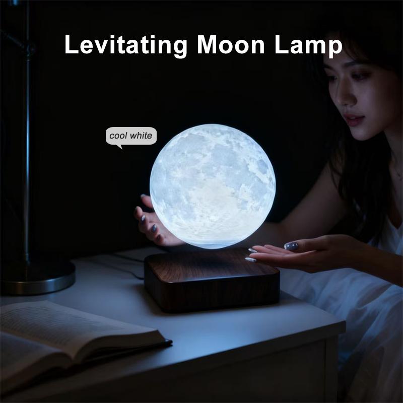 Magnetic Floating Moon Lamp - Levitating 3D Moon Night Light with 3 Color Modes, Spins Freely in Air, Cool Tech Gadget for Home Office Desk Decor, Bedroom Night Light, Unique Gift for Women, Kids, Birthday, Christmas