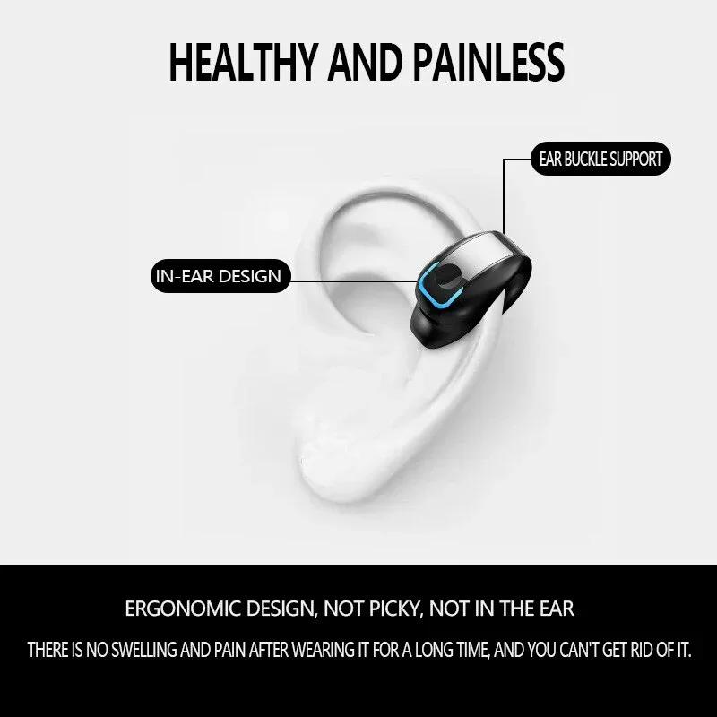 Ear Clip Wireless Bluetooth Earbuds Open Ear Bone Conduction Sport Headphones Lightweight Noise Canceling Headset with Mic for Outdoor Use