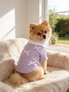 Pet Clothes Dog Cat Little Polo Bow Purple Yorkshire Terrier Maltese Teddy Bichon Bear Pomeranian Bulldog For Daily Use A162
