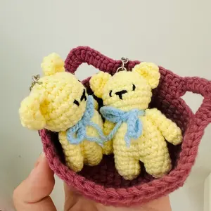 Crochet Bear Bag Charm, Amigurumi Keychain, Kawaii Bag Charm, Mini Bear Crochet Plushie, Birthday Gift, Christmas Gift
