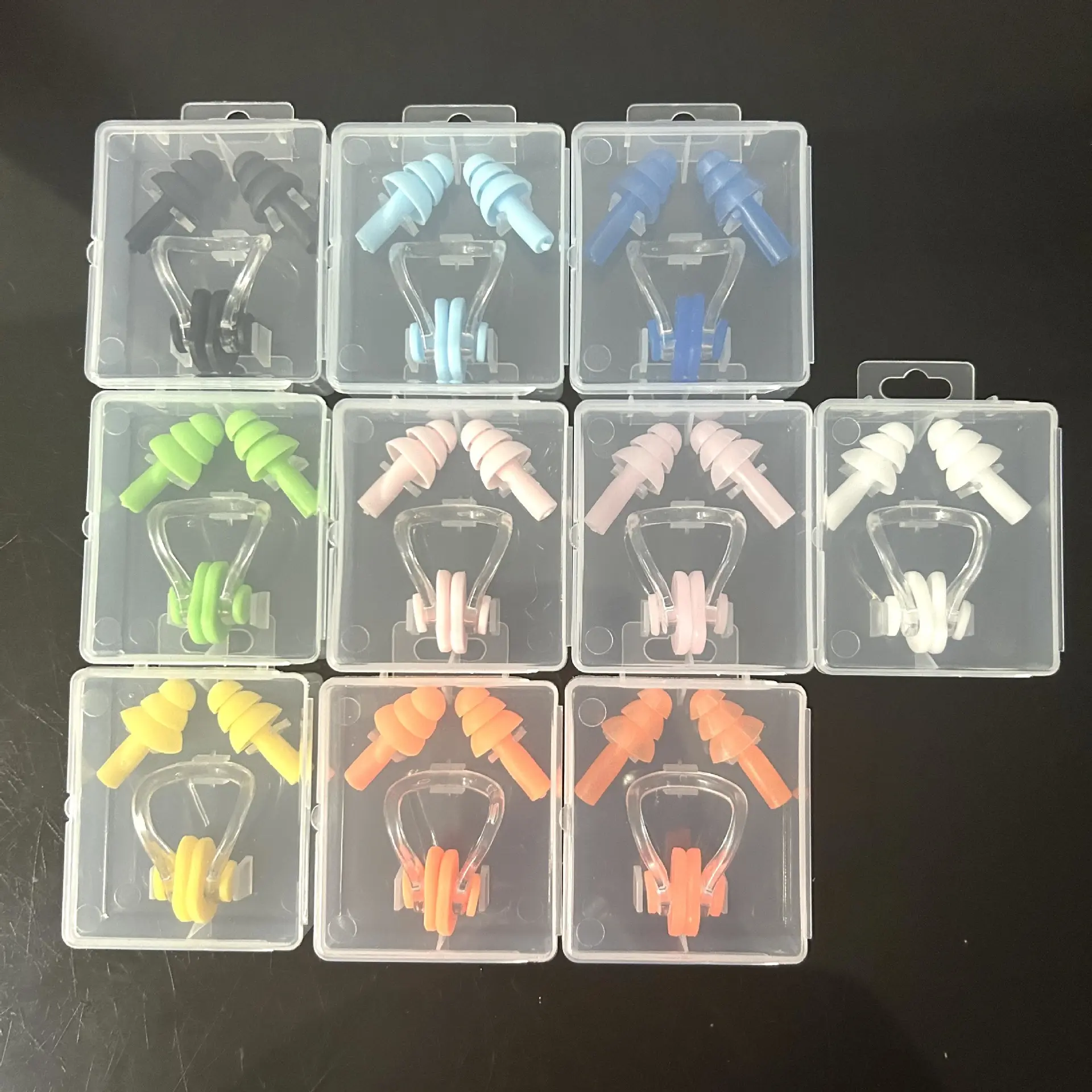 Nose Clip and Earplug Set for Adults - TPE Material - Dark Blue, Black, White, Pink, Sky Blue - Ideal for Swimming and Wading Sports - Solid Color Nose Clip and Earplug Set for Adults - TPE Material - Dark Blue, Black, White, Pink, Sky Blue - Ideal for Swimming and Wading Sports - Solid Color