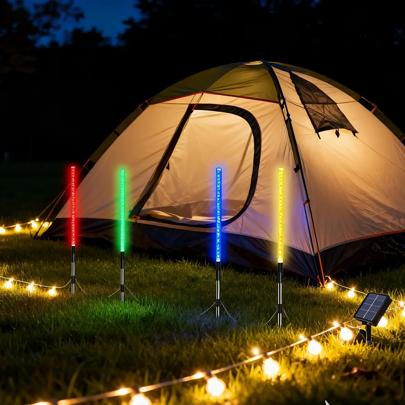 Set of 4 Solar Outdoor Reed Bubble Lights, Suitable for Pathways And Garden Lawns, Featuring 7 Color Changes, Easy Installation, Semi-Embedded Setup, Landscape Lighting, Solar Lights, Durable Outdoor Lights, Perfect for Christmas