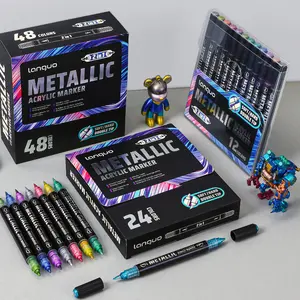 Double-Ended Metal Paint Markers, Soft/hard Tips, Multi-Color Thick & Thin, Acrylic Markers for Rock Art, Canvas, Wood, Glass, Metal, Stone, Ceramic