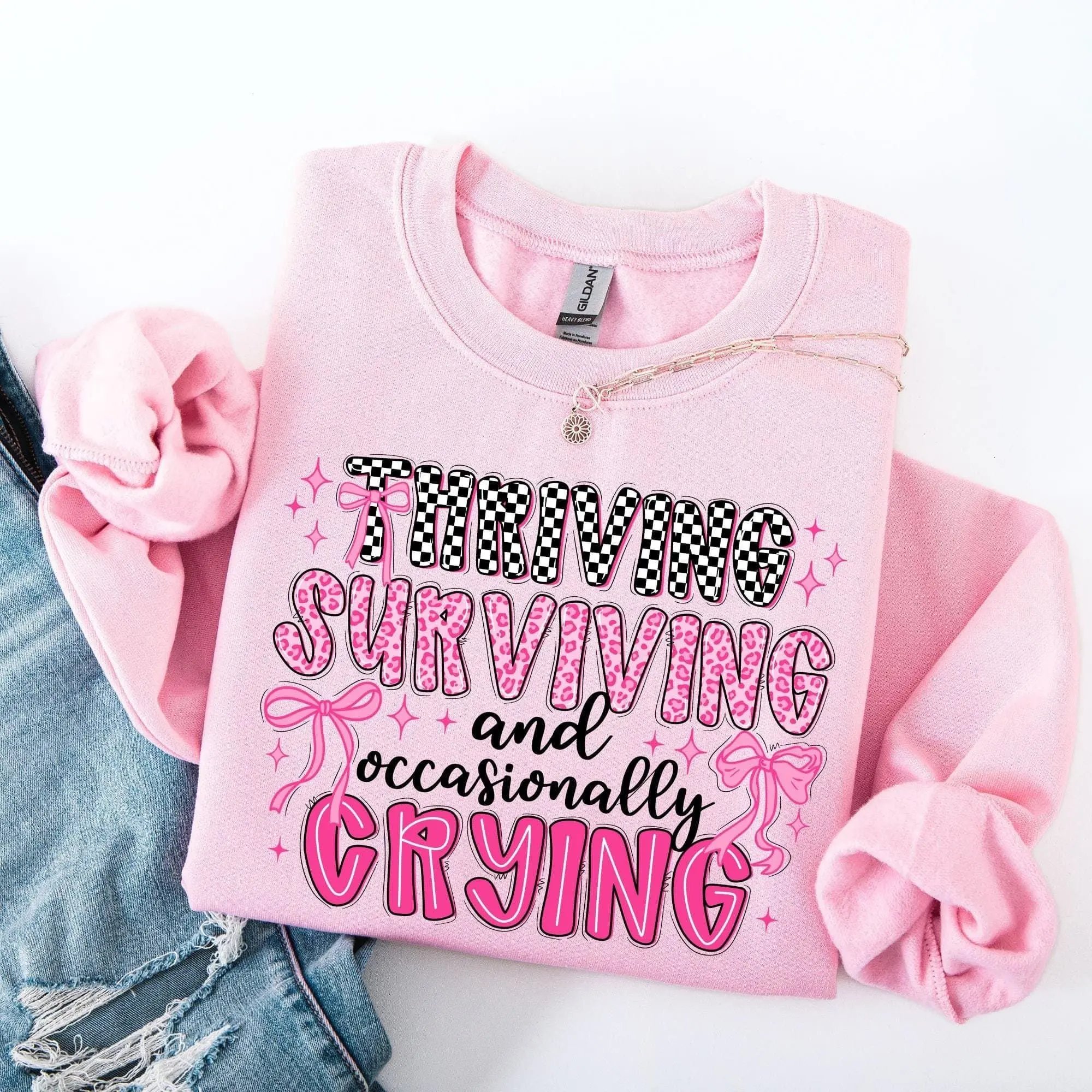 [Sale off up to 50%] Sarcastic Mental Health Sweatshirt, Funny Anxiety Shirt, Retro Checker Sarcasm, Preppy Pink Leopard Coquette Bow,streetwear graphic tee