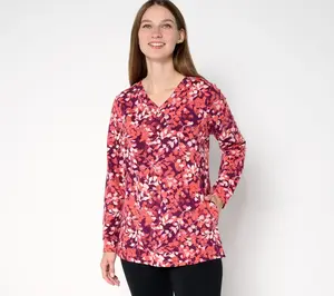 Denim & Co. Active Petite French Terry Long Sleeve Tunic