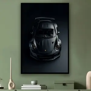 1pc Frameless Poster - Sleek Sports Car Design with Roof Top & Performance Windows, Modern Black & White Decor for Living Room, Bedroom, Office, or Dorm, Perfect Gift for Car Enthusiasts, Car Decor