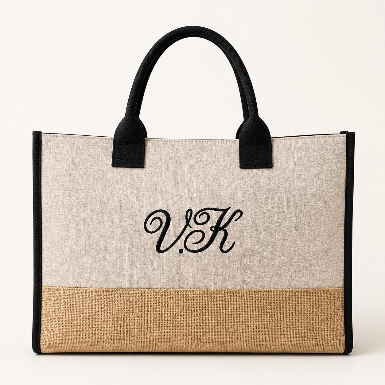Personalized Embroidered Monogram Jute Tote Bag Personalized Embroidered Monogram Jute Tote Bag