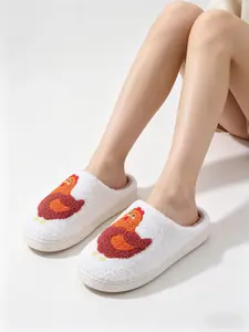 Women's Soft Plush Fluffy Home Slippers, Cute Chicken Design, Warm Lining, Non-Slip Thick Sole, Indoor Bedroom Use, Trendy Tiktok Style, Footwear