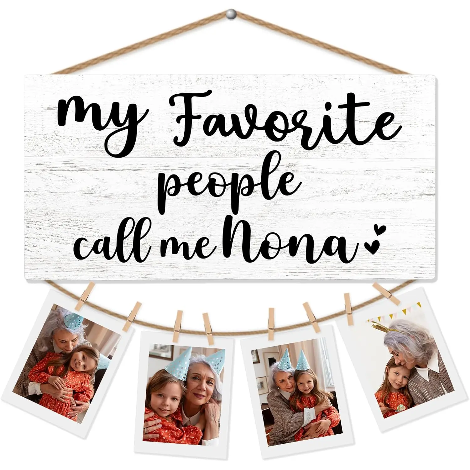 Best Nona Gifts Picture Frame Photo Holder for Wall, Birthday Gifts for Nana Grandma, Thank You Nonny Grandmother Gift from Grandchildren Grandkids Hanging Photo Display