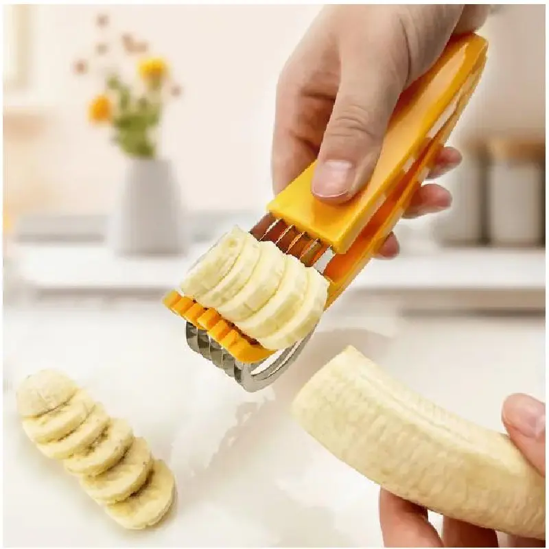 Durable PP Banana Slicer - Ergonomic Kitchen Gadget for Kids & Adults, Multi-Function Chopped Salad Fruit Slicers, Ham & Sausage Chopper, Easy Quick Food Prep Utensil
