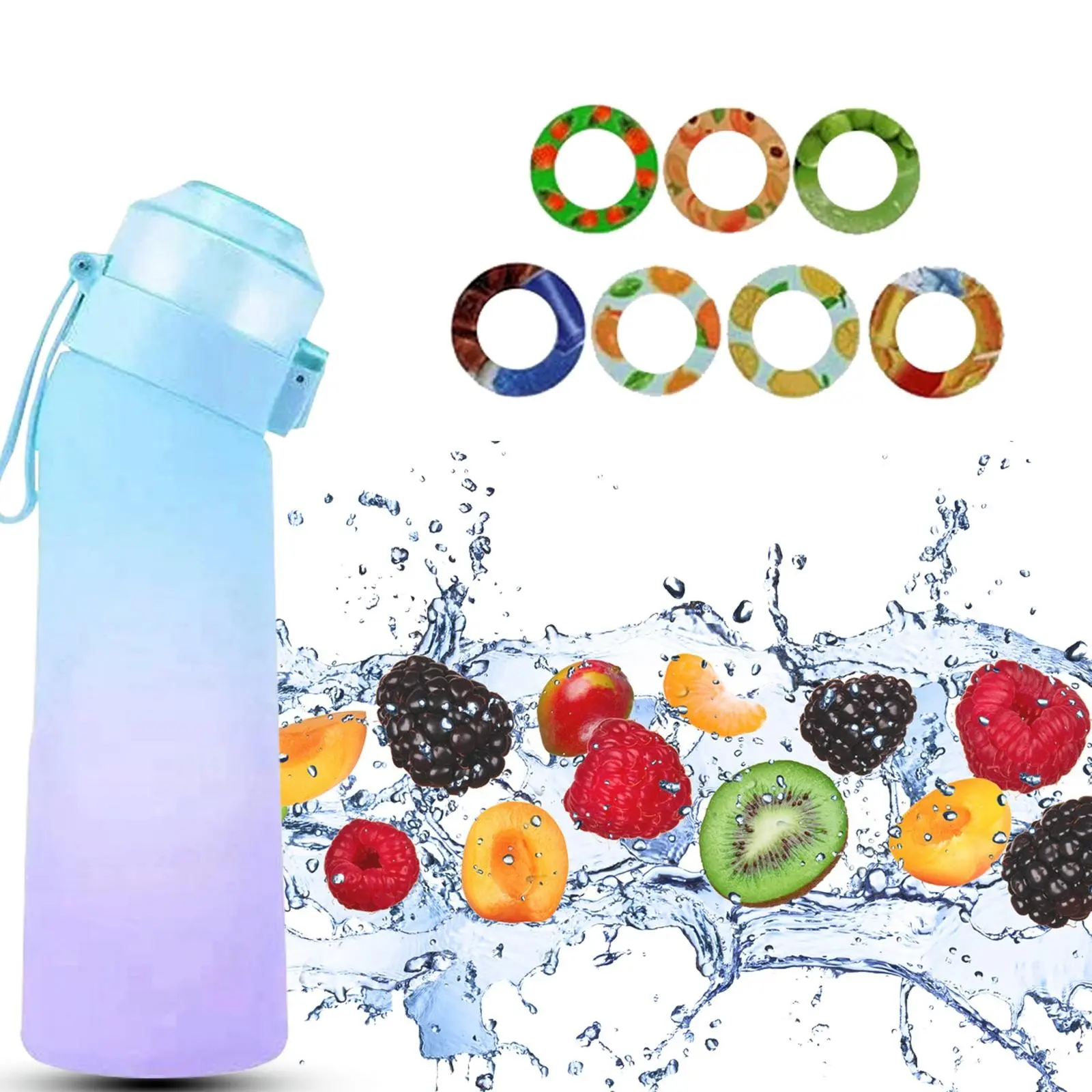 Air Water Bottle with 7 Flavor Pods | BPA-Free, Leak-Proof Sports Bottle | Scented, Perfect use for Fitness, Gym and Outdoor Starter Set (Matt Black)