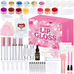 Jcoos Lip Gloss Making Kit, Lip Gloss Set for Teens Tweens Girls Woman Lip Kit Fun DIY Lipgloss Making Kit, Make Your Own Lip Gloss Kit, Moisturizing Glitter Kids Gifts Stuff for Beginner Women Girls