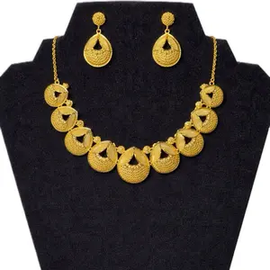 Elegant Gold-plated Geometric Necklace & Earrings Set for Women - Stylish Jewelry Collection