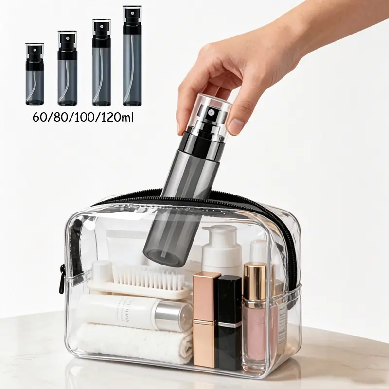 1-Pack Travel Refillable Leak-Proof Fine-Mist Plastic Spray Bottles, TSA-Compliant Cosmetic Bottles for Perfume, Skincare & Hair Care (60/80/100/120ml)