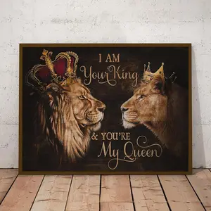 Lion King & Queen Pattern Unframed Painting, Modern Wall Art Canvas Painting without Frame, Wall Decor for Home Living Room Bedroom, Ornaments
