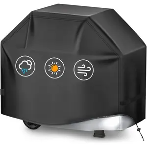 Waterproof Rip-Proof Weather Resistant Grill Cover for Outdoor Grills Reliable Protection Easy to Clean with Adjustable Hem Drawstring Fade Resistant Black 58