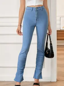 High Waist Layered Pants, Fitted Casual Style, Plain Pattern, All Seasons Wear, Women's Fashion Clothing