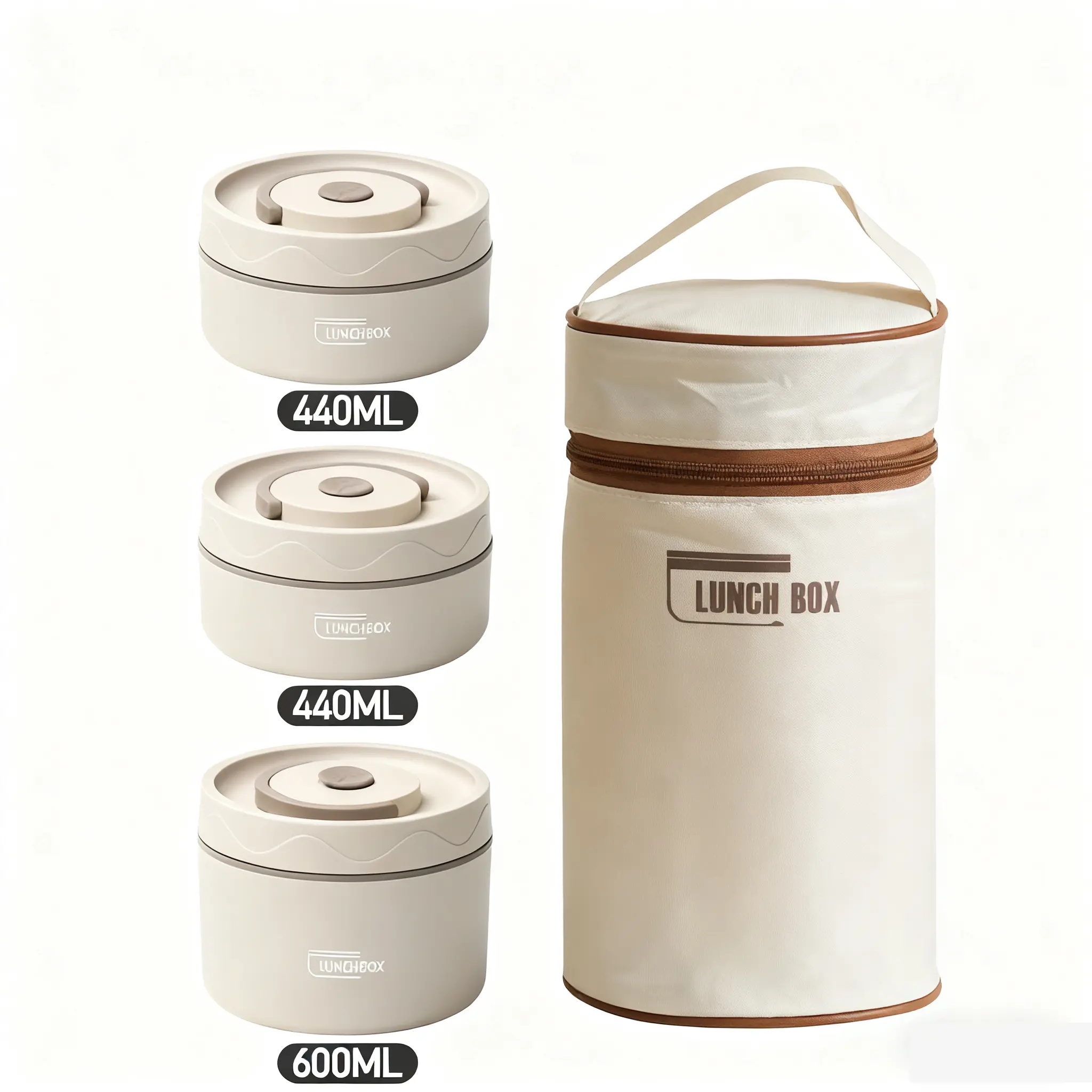 Stainless Steel Lunch Box Set,1 Set including 3CountsLunchBoxes and 1 Count Insulated Bag,insulated FoodLunchContainer Set for Adult & Kids Tableware