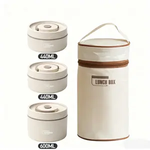 Stainless Steel Lunch Box Set,1 Set including 3CountsLunchBoxes and 1 Count Insulated Bag,insulated FoodLunchContainer Set for Adult & Kids Tableware