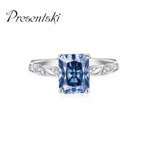 Presenteski 3 CT Radiant Cut synthetic Moissanite Ring with Sterling Silver 925 Band