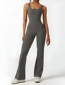 Snatched Flared Push-Up Sleeveless Open Back Women's Jumpsuit Comfort Fitted