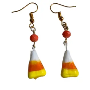 Handmade Candy Corn Beaded Earrings for Women halloween earring