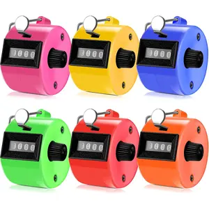 6 Pack Hand Tally Counter 4 Digit Mechanical Palm Clicker Plastic Hand Held Counter Clicker with Metal Finger Ring for School Golf  Events Office Stadium