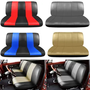 Waterproof PU Leather Bench covers,Arespark Front Solid Bench Seat Cover Saddle Blanket,No Headrest ,Universal Fits for Ford, Chevrolet, Dodge, and Full Size Pickup Car Trucks ,Black/Gray/Beige/Red/Blue