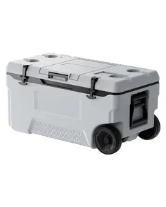 Portable Cooler 74 Qt Insulated Wheeled Ice Chest with Cup Holder and 120 Can Capacity for Camping, Hiking, Beach Picnics, Durable Hard Sided Exterior, Built-In Telescoping Handle, Heavy Duty Wheels, Superior Ice Retention