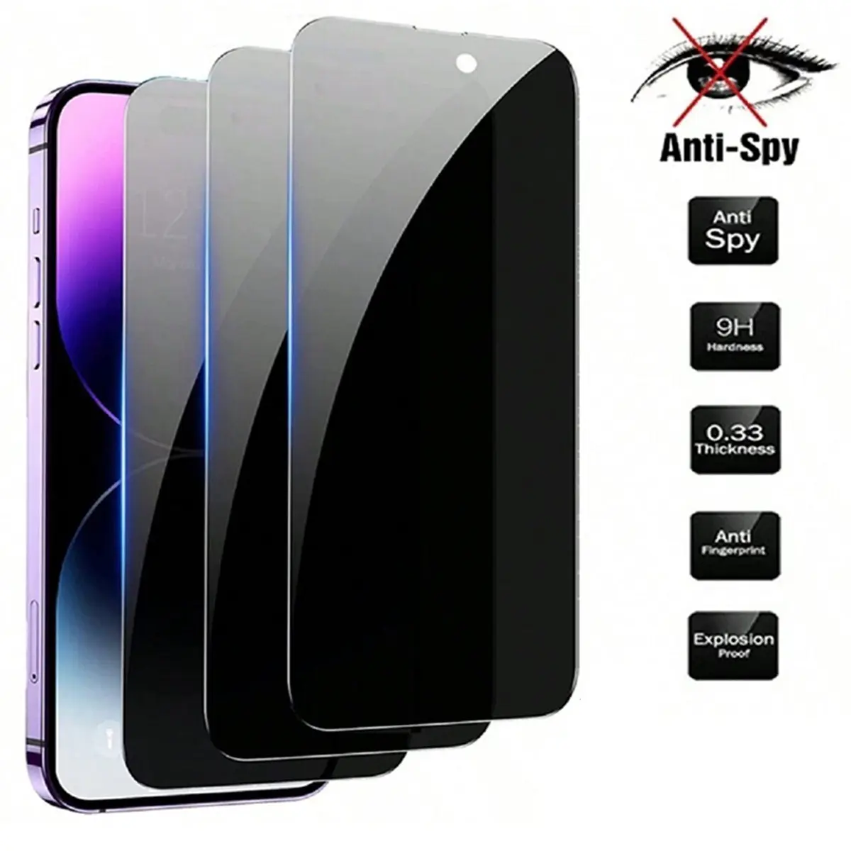 MAGIC JOHN 2-Pack Circular Polarized Privacy Tempered Glass Screen Protector for iPhone Samsung Google, Eye Safe HD Clear Anti-Scratch Ultra Smooth Touch Dustproof Easy Installation