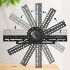 2 in 1 Combination Angle Ruler, 360 Degree Edge Ruler, Woodworking Limit Angle Ruler, Hand Measuring Tool for Woodworking, Home, Office, Men Gifts
