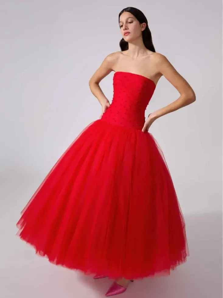 Carolina Herrera Strapless Midi Dress