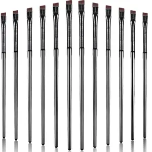 12 Pieces Eyeliner Eyebrow Brush Fine Angled Eyeliner Brush Slanted Eyeliner Makeup Brush Slant Tip Brushes Thin Slanted Flat Angle Brush Artificial Bristles Eyebrow Brushes for Cosmetic (Black)