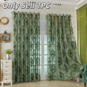 1PC French Dream Embossed Floral Curtain, Sunscreen Window Shade for Living Room Bedroom, Transparent Sheer Drapery for Balcony, American Style